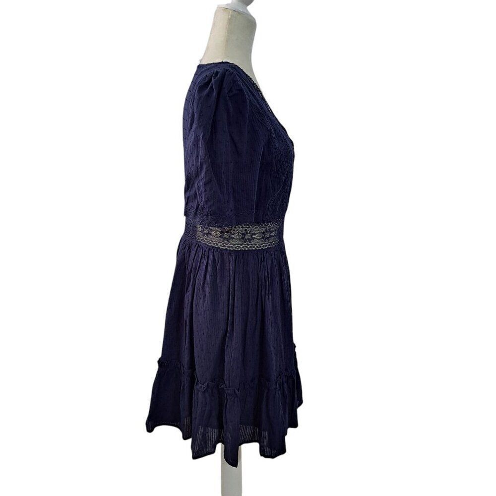 Lulus Poised and Perfect Navy Blue Lace Short Sleeve Mini Dress Sz Large - Picture 5 of 9